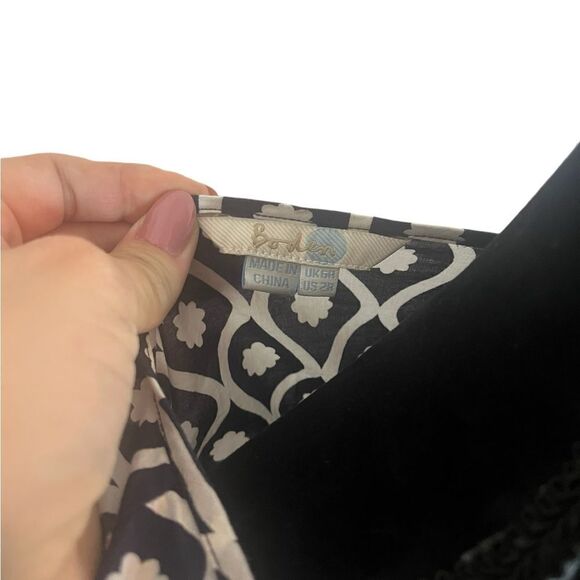 BODEN ESMERALDA POM POM GEOMETRIC NAVY AND WHITE KAFTAN/SWIM COVERUP  SIZE 2 - Picture 8 of 8